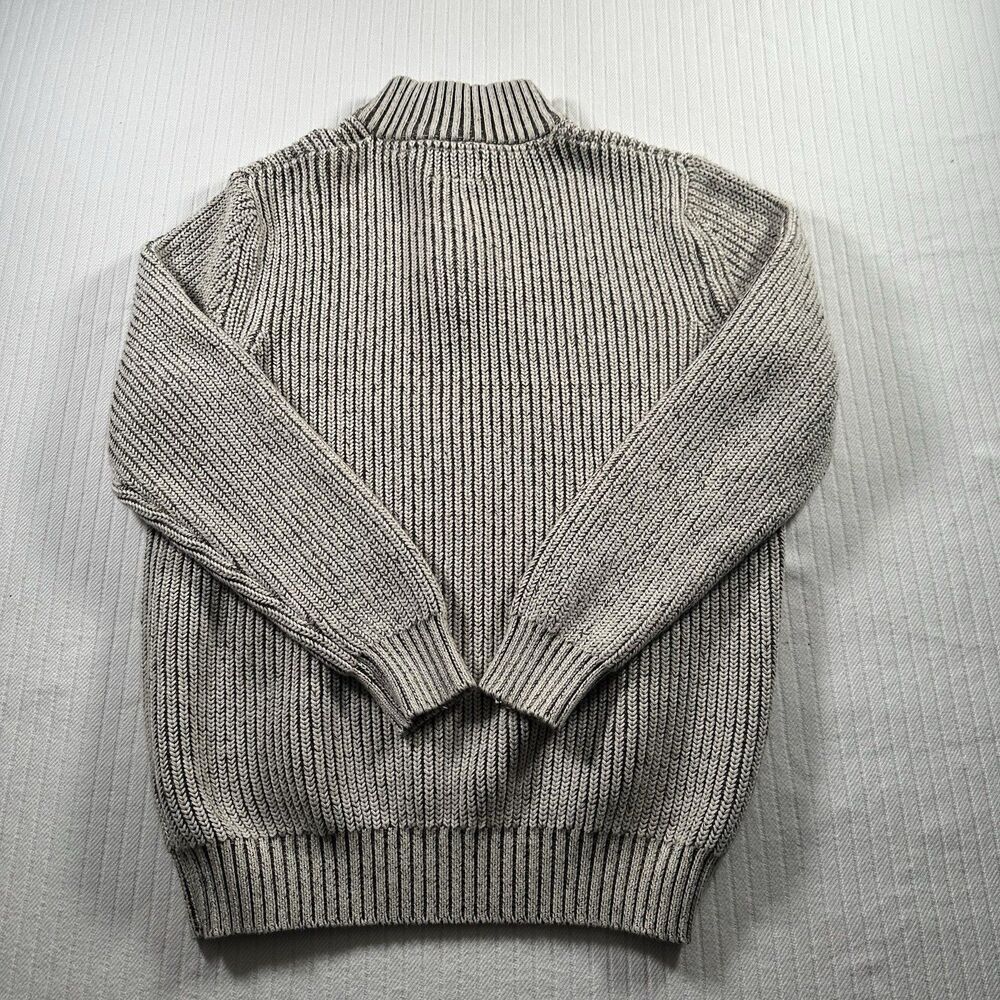 Bass Men’s Large Quarter Zip Pullover Sweater Beige Rib Knit - Picture 10 of 16